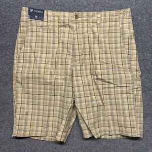 Daniel Cremieux Nantucket Plaid Beige Chino Shorts Sz 36 NWT